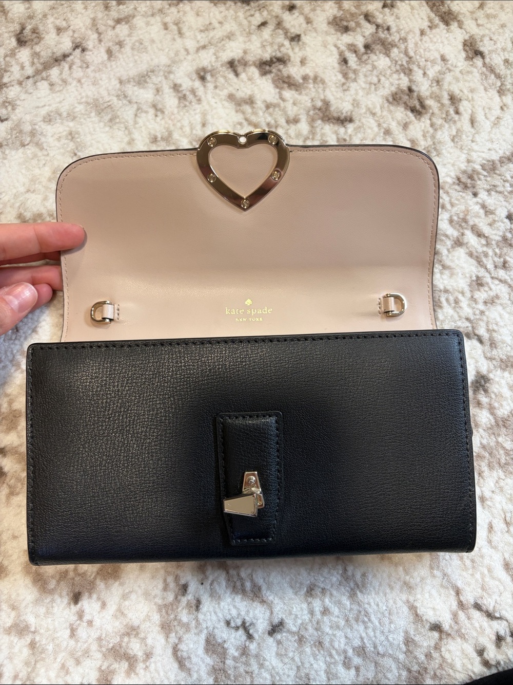 kate spade Black Leather Wallet with Gold Spade Clasp - Picture 3 of 9